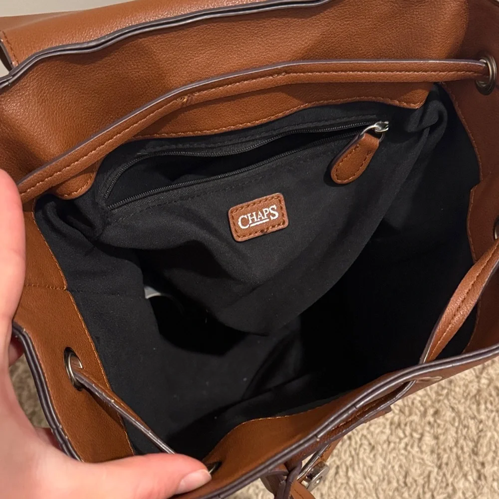 Chaps Brown Leather Backpack - Picture 2 of 4